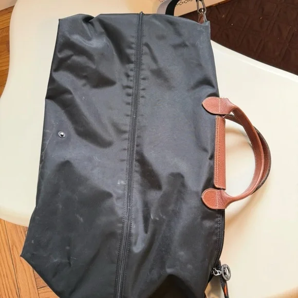 Longchamp Large Black Travel Bag W/logo Shoulder Strap - Picture 3 of 4